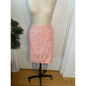 Vintage Lilly Pulitzer 100% Cotton Scalloped Bottom, Pinaepple  Skirt  Size 6